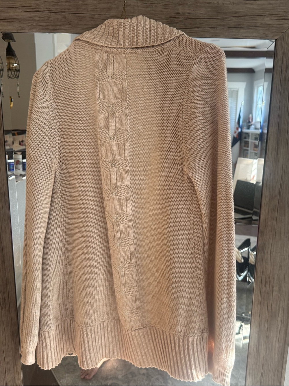 Roxy Women's Cream Shawl Collar Open Front Cardigan - Picture 4 of 5
